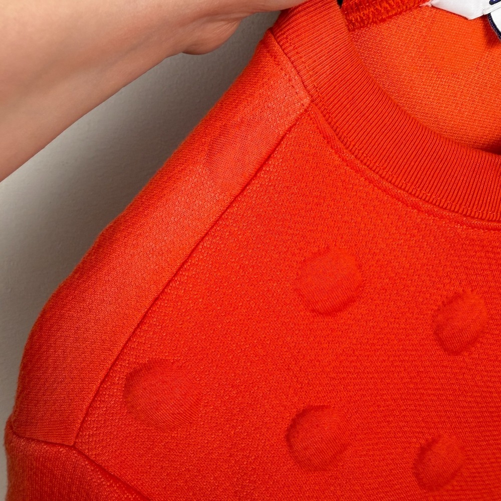 Joy Lab Sweatshirt Womens Small Orange Textured Polka Dot Cut-Out Elbow Crewneck - Picture 10 of 15